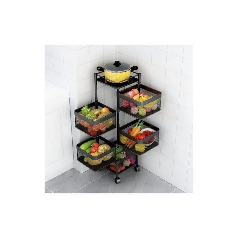 Estante Organizador Verdulero Frutero Metal Giratorio 5 Piso