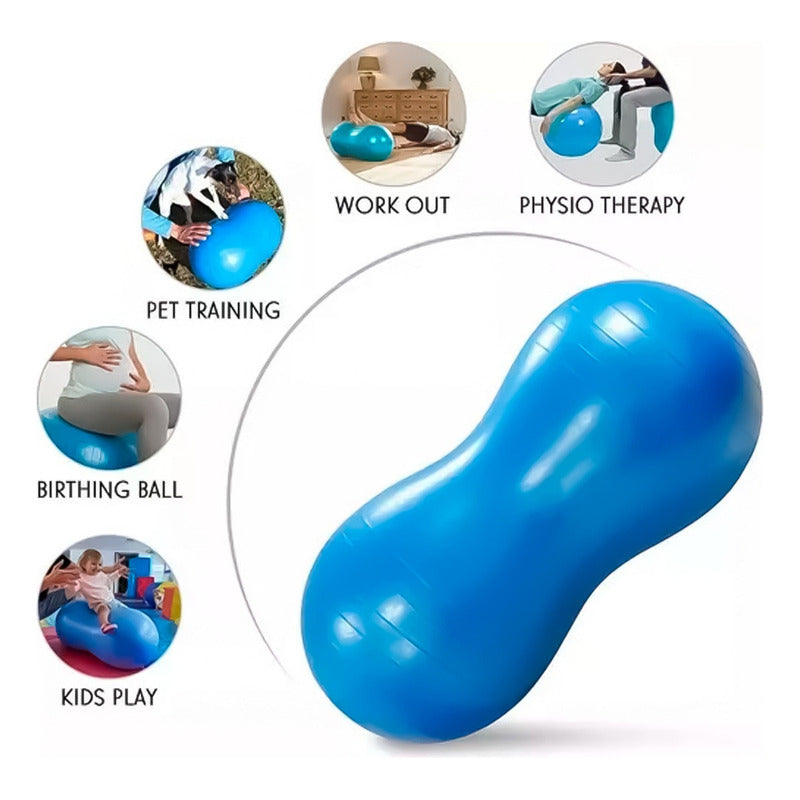 Pelota Ovalada Pilates Mani 45x90cm Yoga Inflador Incluido