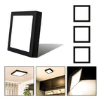 3 Foco Plafon Sobrepuesto Cuadrado 18w Luz Calida B. Negro