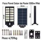Foco Poste Solar Led 1200w Ip67 Exterior Alta Potencia Luz Fria