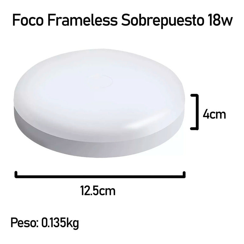 5 Foco Plafon  Frameless Led Techo Sobrepuesto 18w Luz Fria