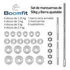 Set Mancuernas Barra Extendible 50 Kg Cromo Con Maleta