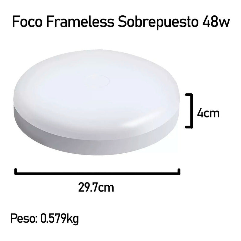20 Foco Plafon Frameless Led Techo Sobrepuesto 48w Luz Fria