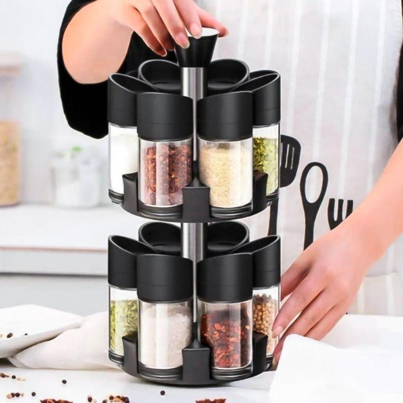 Especiero Condimenteros 2 Niveles Set 12 Envases Giratorio