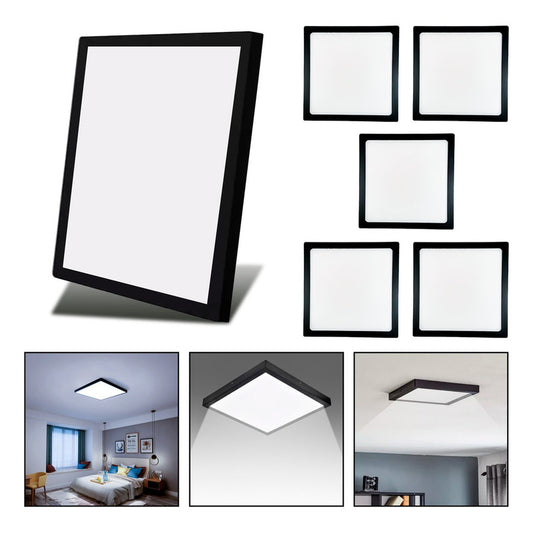 6 Panel Led 60x60cm Sobrepuesto Cuadrado 48w Luz Fría Negro