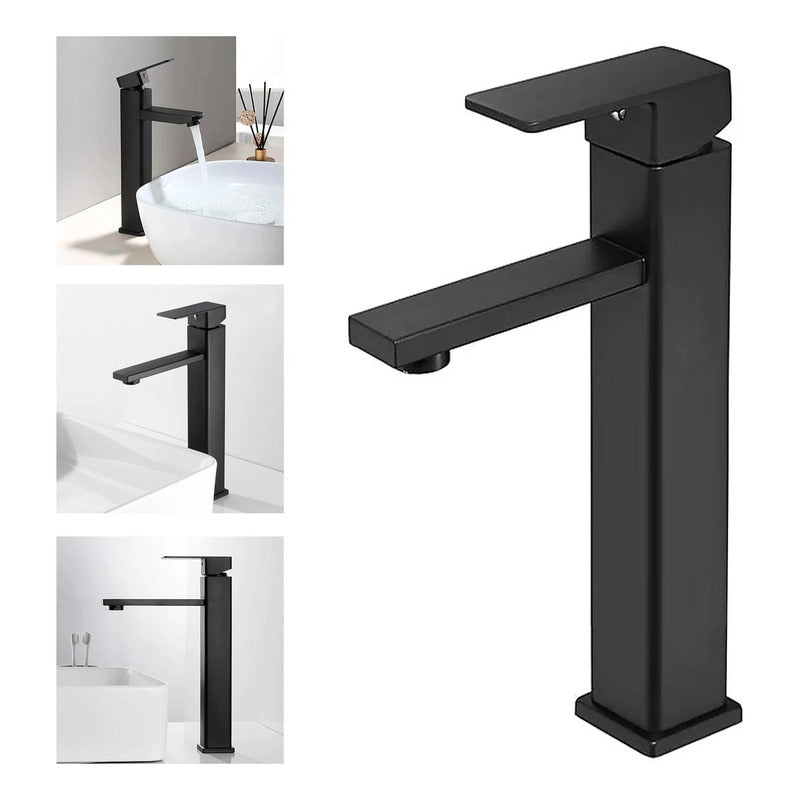 Llave Lavamanos Alta Grifo Monomando Acero Inoxidable Negra