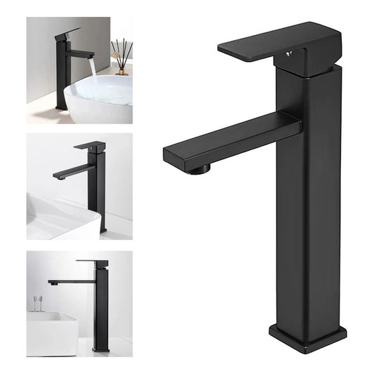 Llave Lavamanos Alta Grifo Monomando Acero Inoxidable Negra
