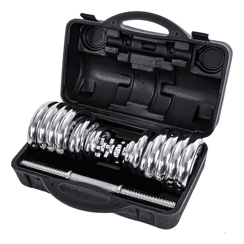 Set De Mancuernas Acero Ajustable 30Kg Con Maletín