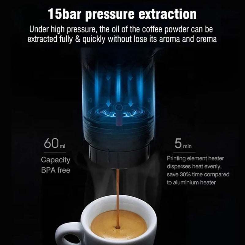 Cafetera Portatil 3 En 1 Capsulas Café Molido Usb Auto
