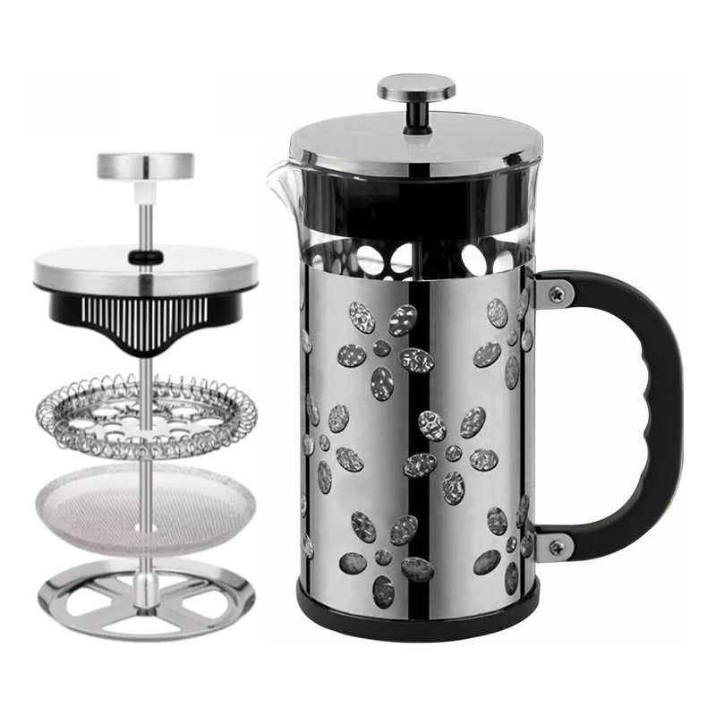 Prensa Francesa De Vidrio Y Metal Negro Cafetera 1 Litro