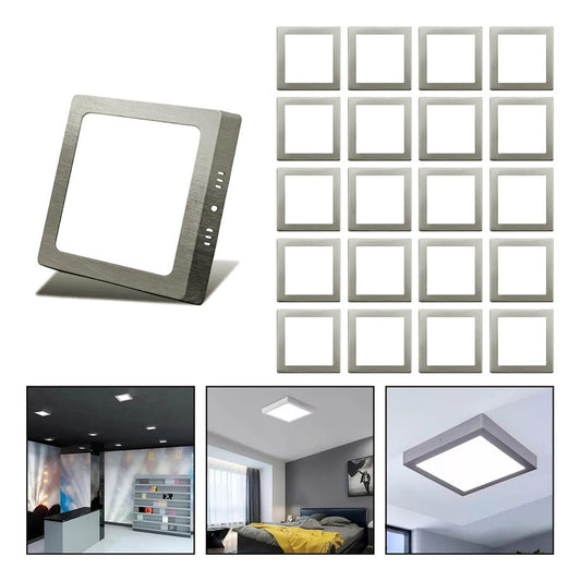 20 Foco Plafon Led Cuadrado Sobrepuesto 18w Luz Fria Niquel