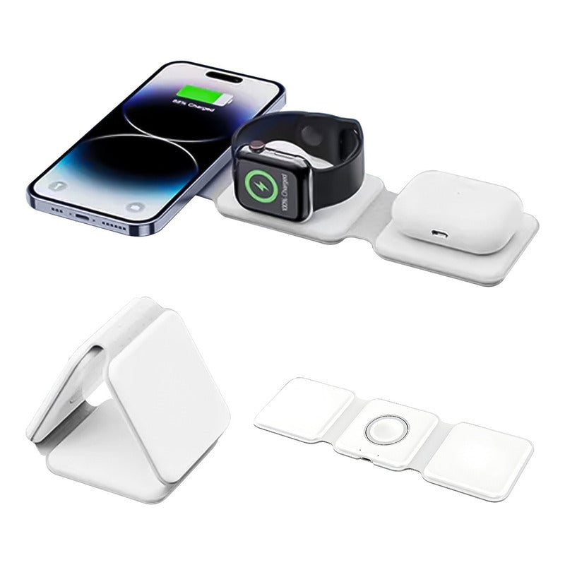 Cargador Inalámbrico Rapido Magnetico 3 En 1 Telefono Reloj