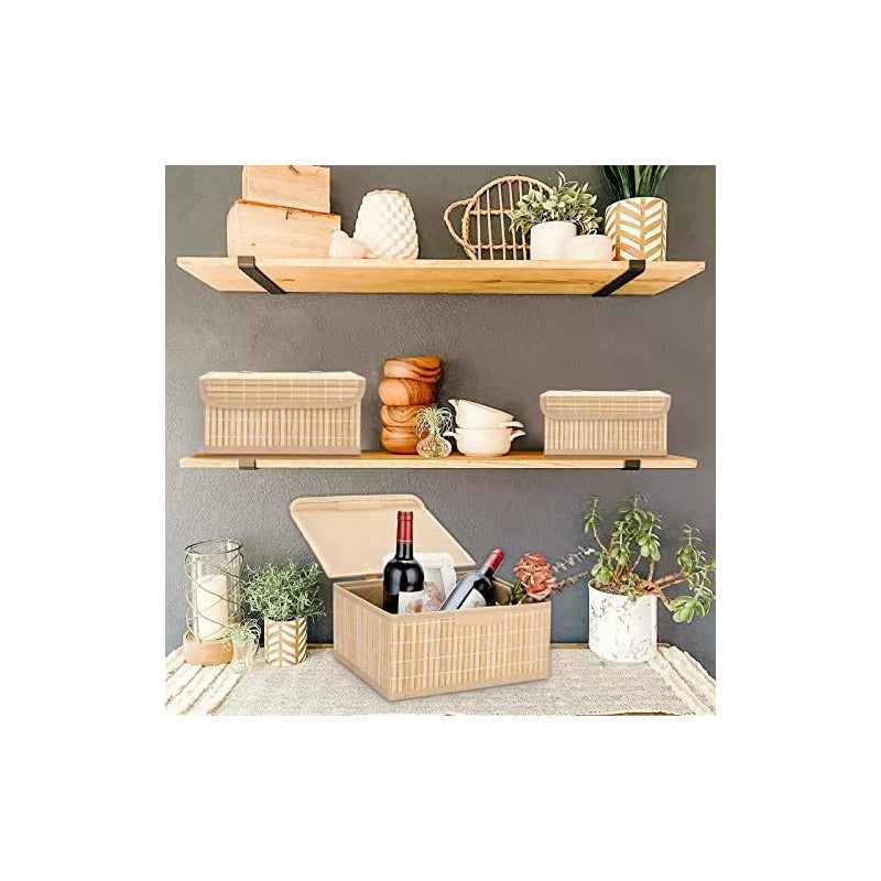 Set 3 Cajas De Bambu Organizadora Multifuncional Closet Baño