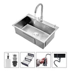 Lavaplatos 55x45cm De Acero Inoxidable Con Grifo Dual Con Accesorios