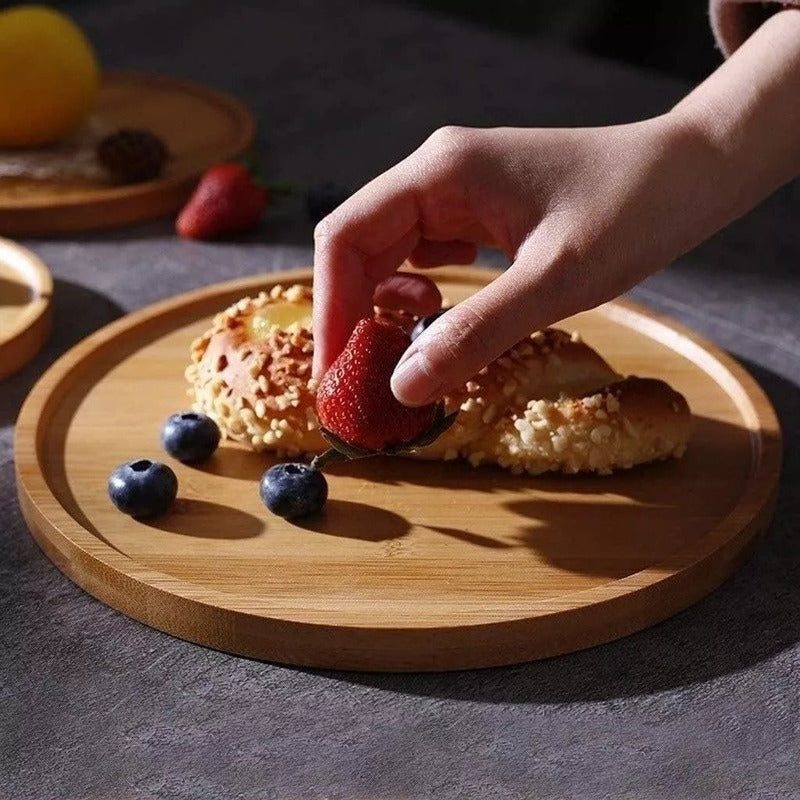Tortera Organizador De Cocina 30cm Madera Bambu Con Tapa