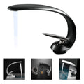Llave Lavamanos Curva Premium Acero Inoxidable Negro Baño