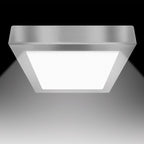 3 Foco Plafon Led Cuadrado Sobrepuesto 18w Luz Fria Niquel