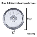 Disco Preolímpico 2.5 Kg Cromo Pesas Profesional Mancuernas