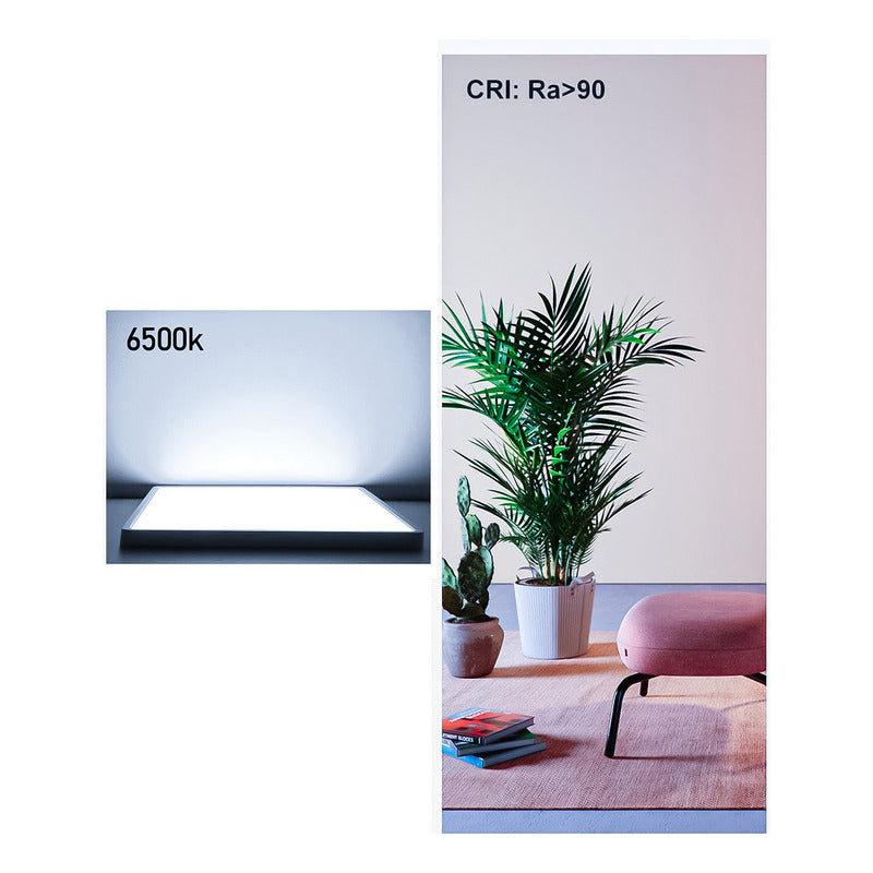 3 Foco Plafon Led Cuadrado Sobrepuesto 36w Luz Fria Madera