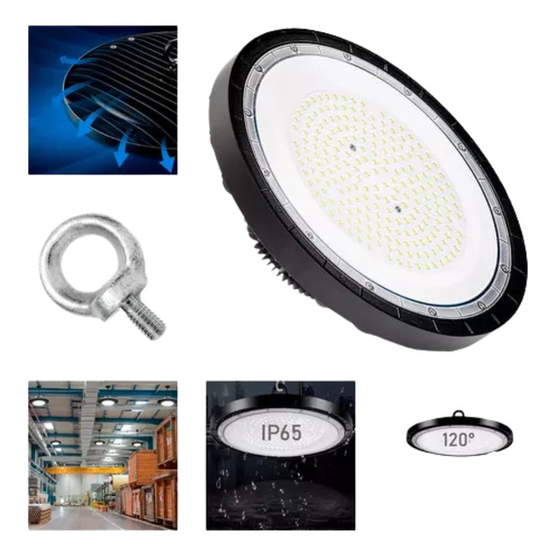 Pack 5 Foco Plafón Led 150w Ip65 Industrial 6500k Luz Fría