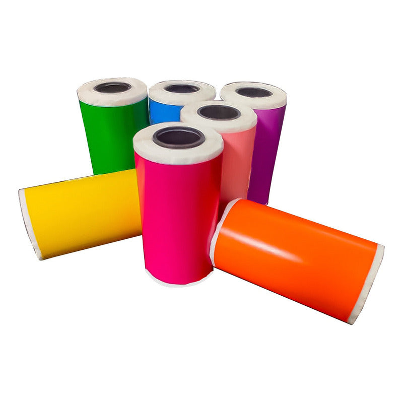 7 Rollos Papel Adhesivo Impresora Térmica Colores 57x30mm