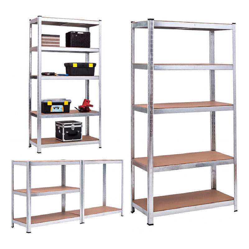 2 Estantes Metalico 180x90x40 Oficina Organizador Plateado