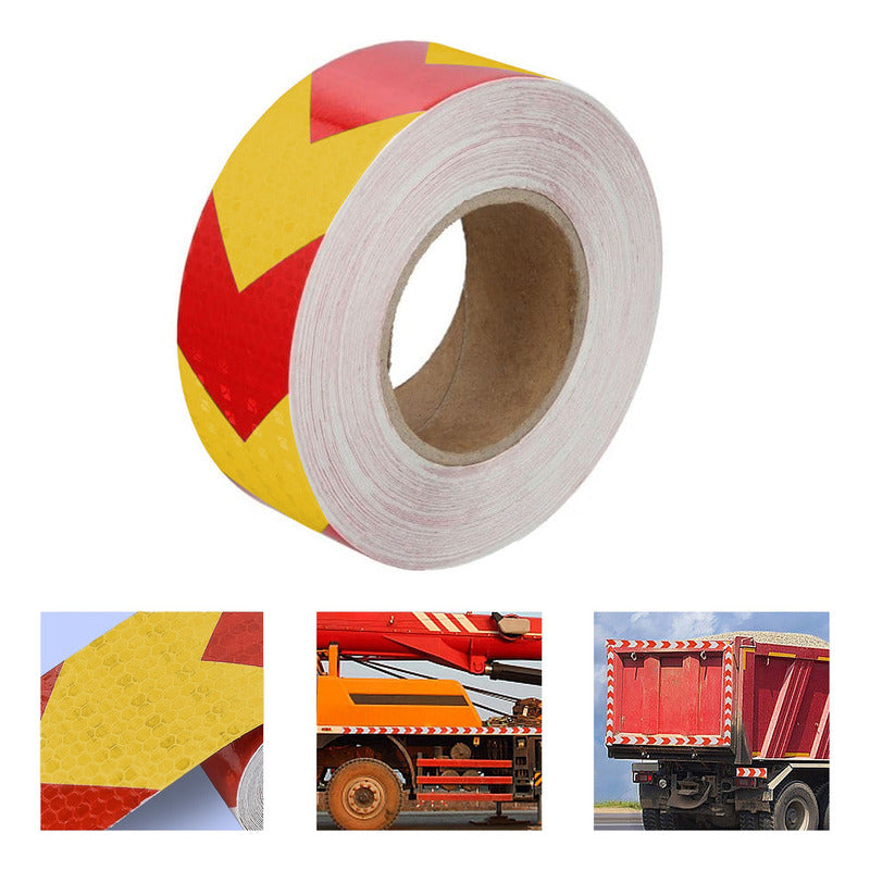 Cinta Reflectante Bicolor Flecha Amarillo Rojo 5cm X 25 Mts