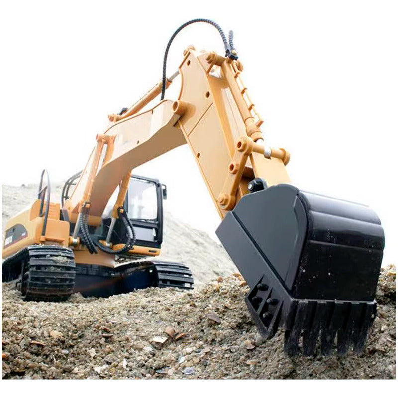 Auto A Control Excavadora Con Luces Humo Brazo Electrico Escala 1:24