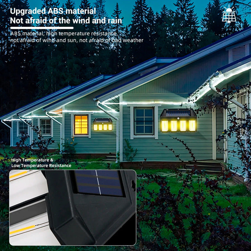 3 Farol Solar Aplique Pared 4 Led Sensor Movimiento L Cálida