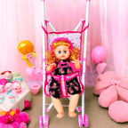 Coche Cuna Metalico De Juguete Con Muñeca Lovely 9 Portatil