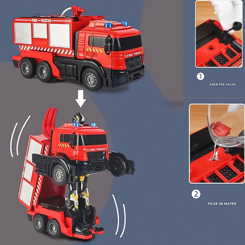 Auto A Control Remoto Bombero Lanza Agua Transformer