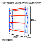 Estante Metálico Rack 200x200x60cm Sin Pernos 800kg