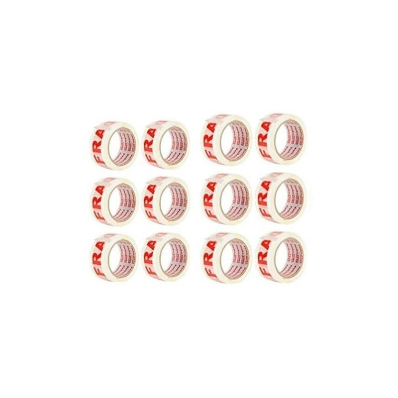 Pack 12 Cinta Embalaje Fragil De 50 Metros 50 Micrones 48mm