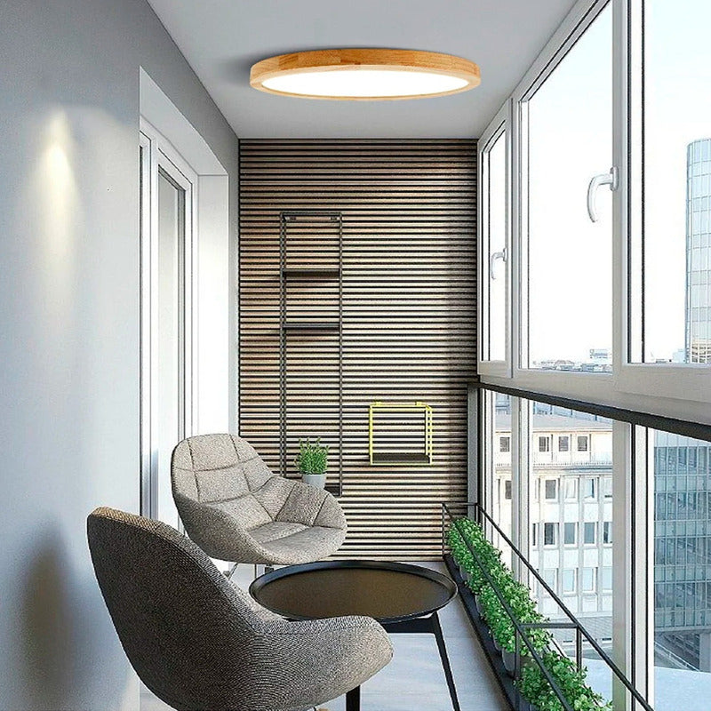 6 Foco Plafon Led Redondo Sobrepuesto 36w Luz Fria Madera