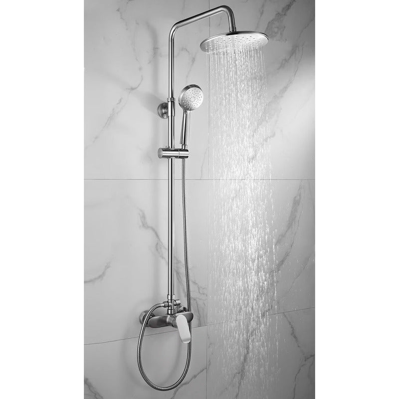 Columna De Ducha Acero Inoxidable Redondo 2 Salidas De Agua