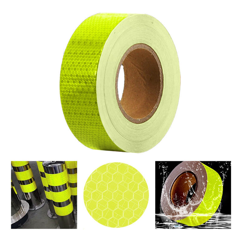 Cinta Reflectante Seguridad Verde Fluorescente 5cm X 25mts
