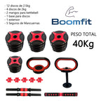 Set Mancuernas Profesional 40kg Kettlebell Barra Gym