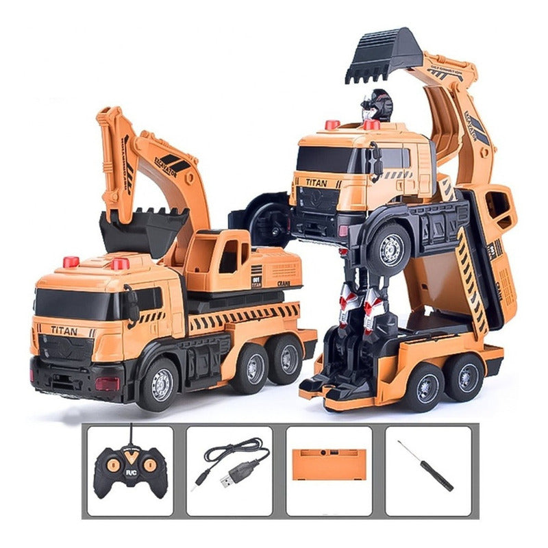 Auto A Control Remoto Transformer Robot Excavadora