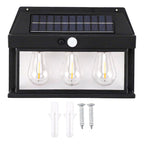 6 Farol Solar Aplique Pared 3 Ampolletas Led Sensor Luz Fría