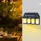 2 Farol Solar Aplique Pared 4 Led Sensor Movimiento L Cálida