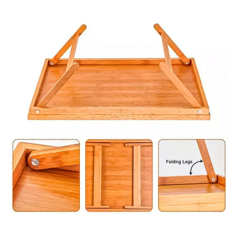 Bandeja Desayuno Cama Plegable Comida Notebook Mesa Madera