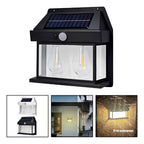 3 Farol Solar Aplique Pared 2 Ampolletas Led Sensor Luz Calida Jardin
