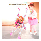 Coche Cuna Metalico De Juguete Con Muñeca Lovely 9 Portatil