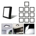 10 Foco Plafon Sobrepuesto Cuadrado 12w Luz Fria B. Negro