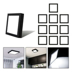 10 Foco Plafon Sobrepuesto Cuadrado 12w Luz Fria B. Negro
