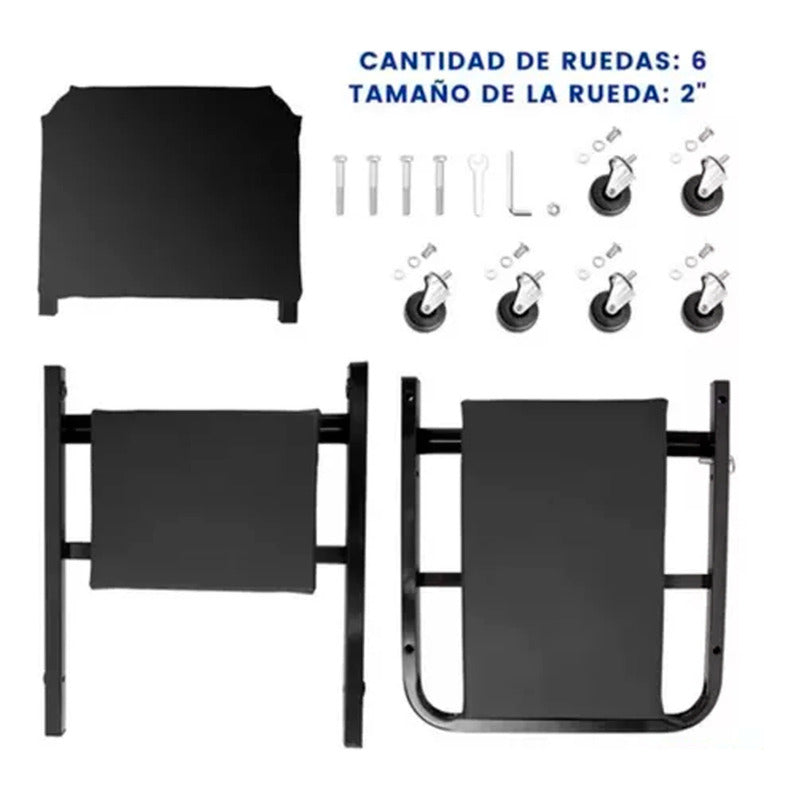Camilla De Mecanico 6 Ruedas Plegable 150 Kg 2 En1