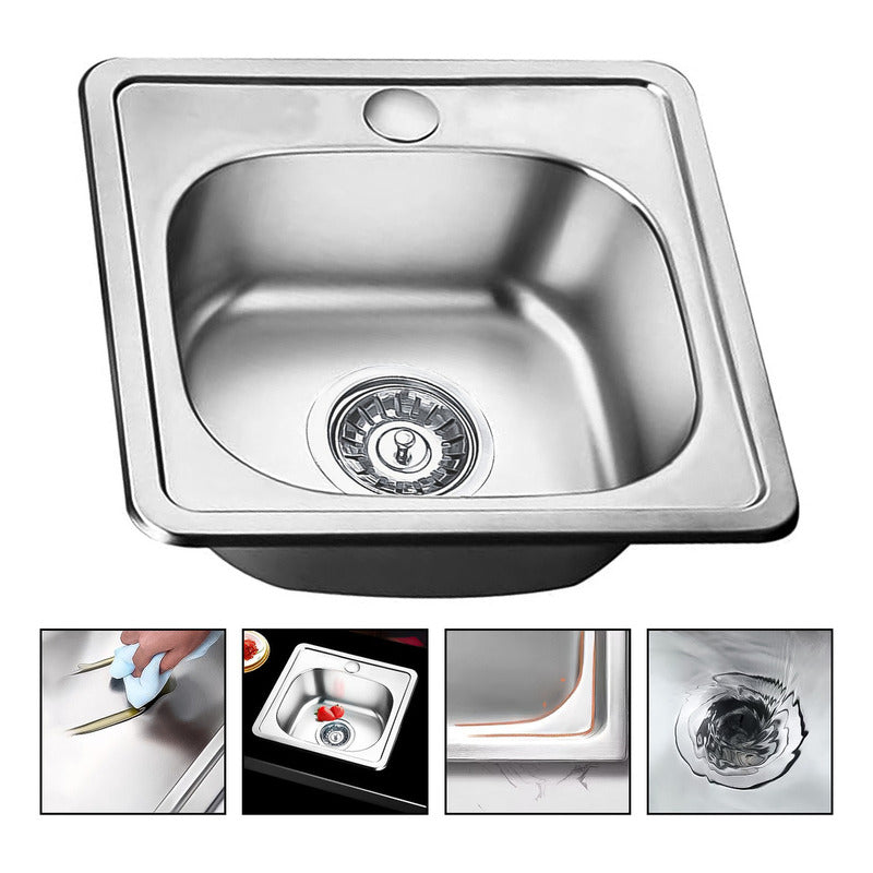 Lavaplatos Empotrado 38x38 Clasico Acero Inoxidable Cromado