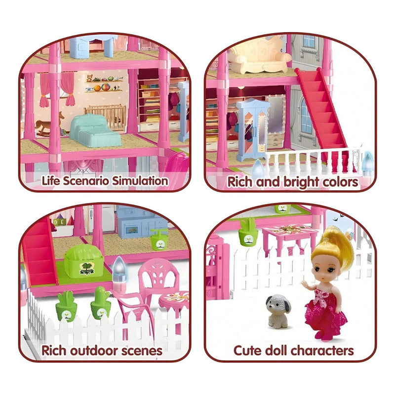 Casa De Muñecas Infantil Mascotas Y Muebles 191pcs