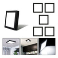 5 Foco Plafon Sobrepuesto Cuadrado 18w Luz Fria B. Negro