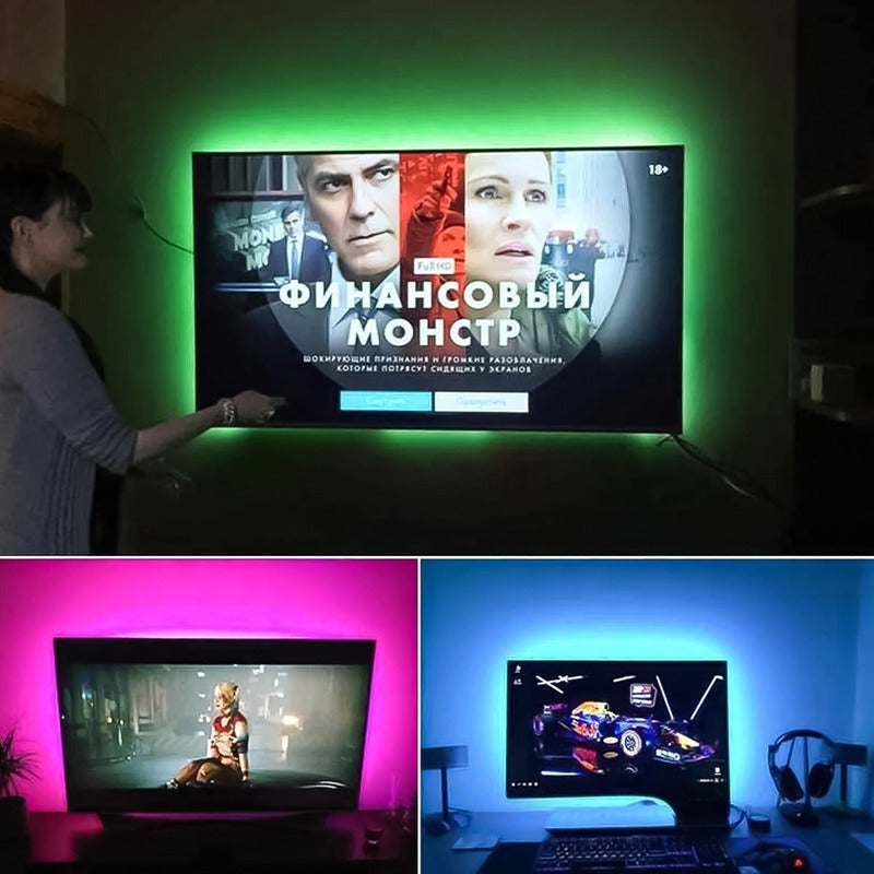 Cintas Led Colores Control Rgb 5 Mtrs Version 5050 Adhesiva